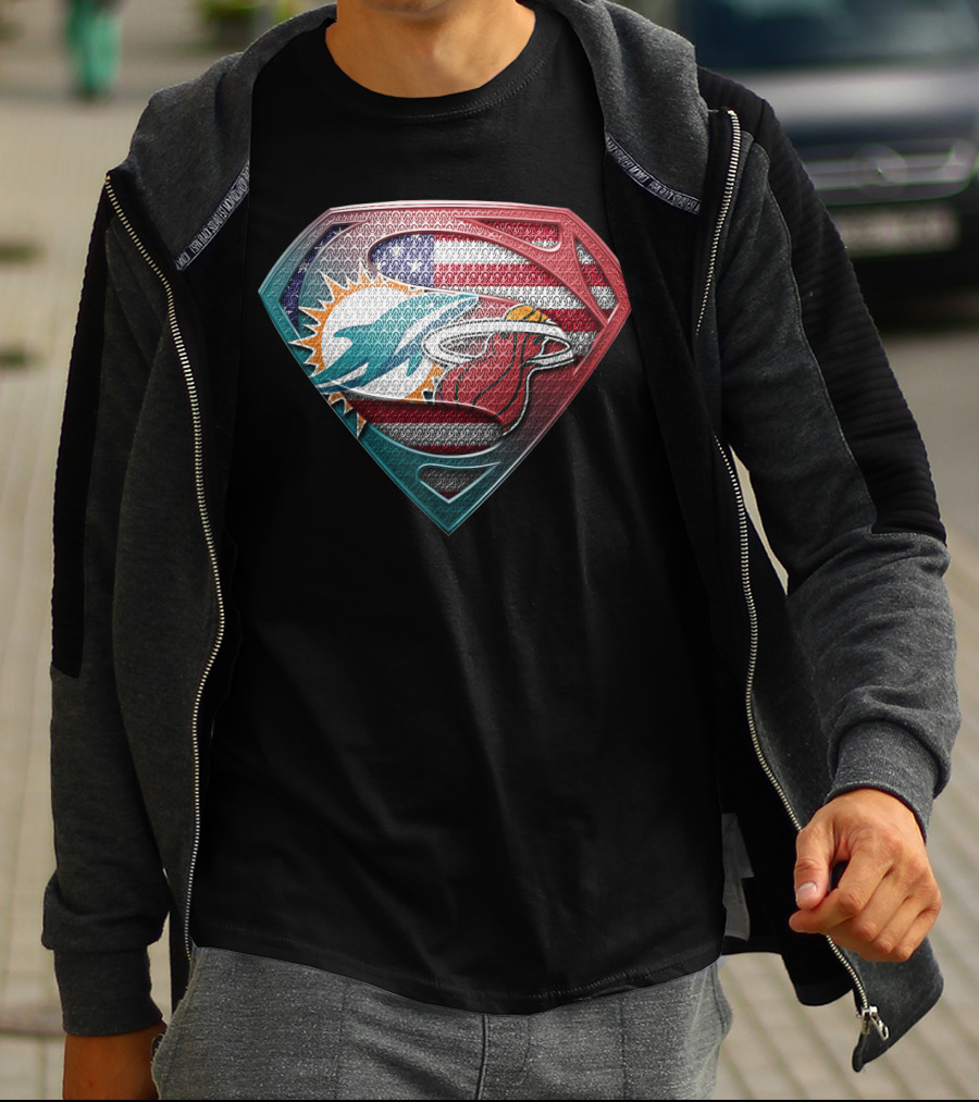 Superman Miami Dolphins American Flag T-Shirt