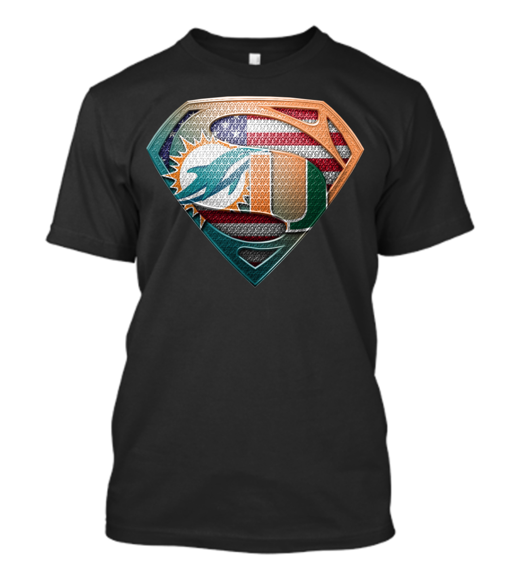 Miami Dolphins Hurricanes American Flag Superman T-Shirt