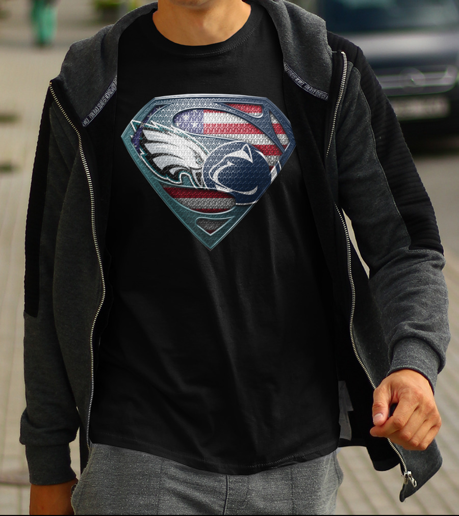 Superman Crest Philadelphia Eagles Penn State American Flag T-Shirt