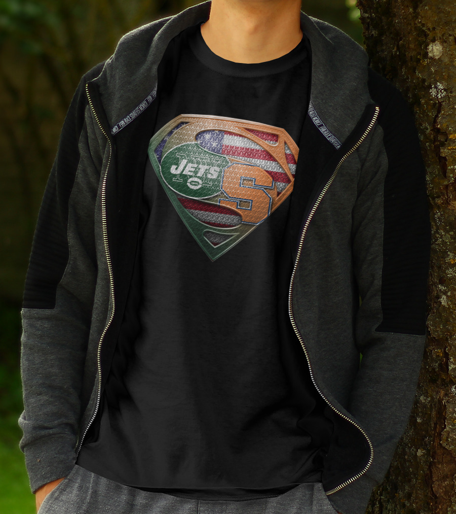 Jets Syracuse Superman Shield American Flag T-Shirt