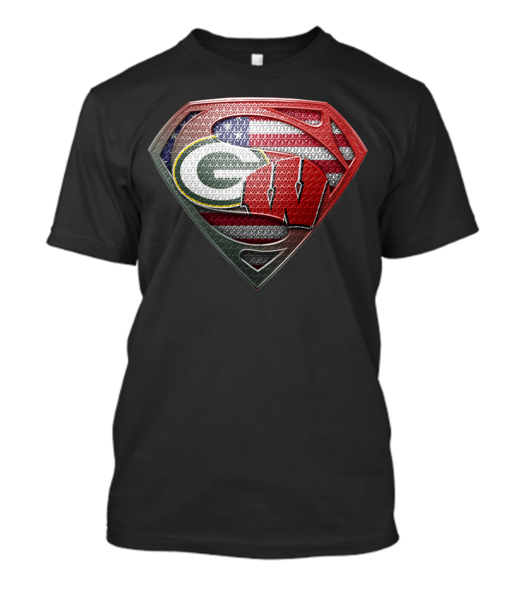 Superman Shield Green Bay Packers Wisconsin Flag T-Shirt