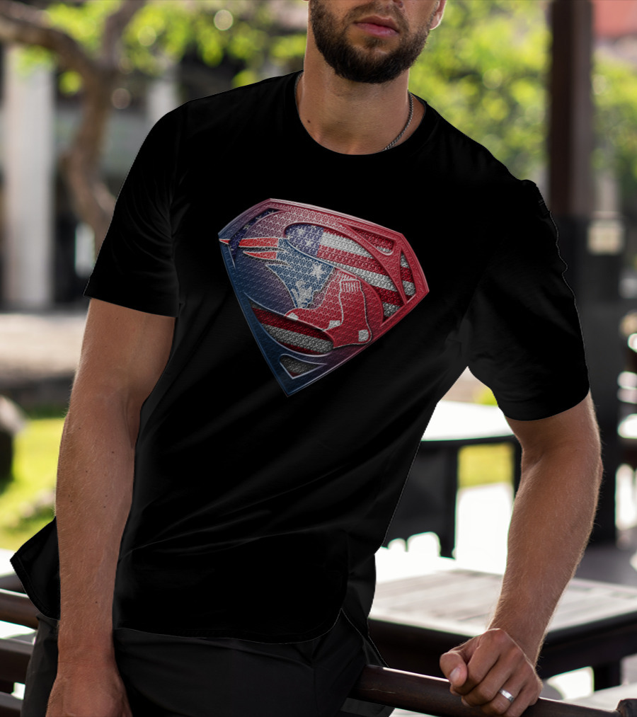 Superman Red Sox American Flag T-Shirt