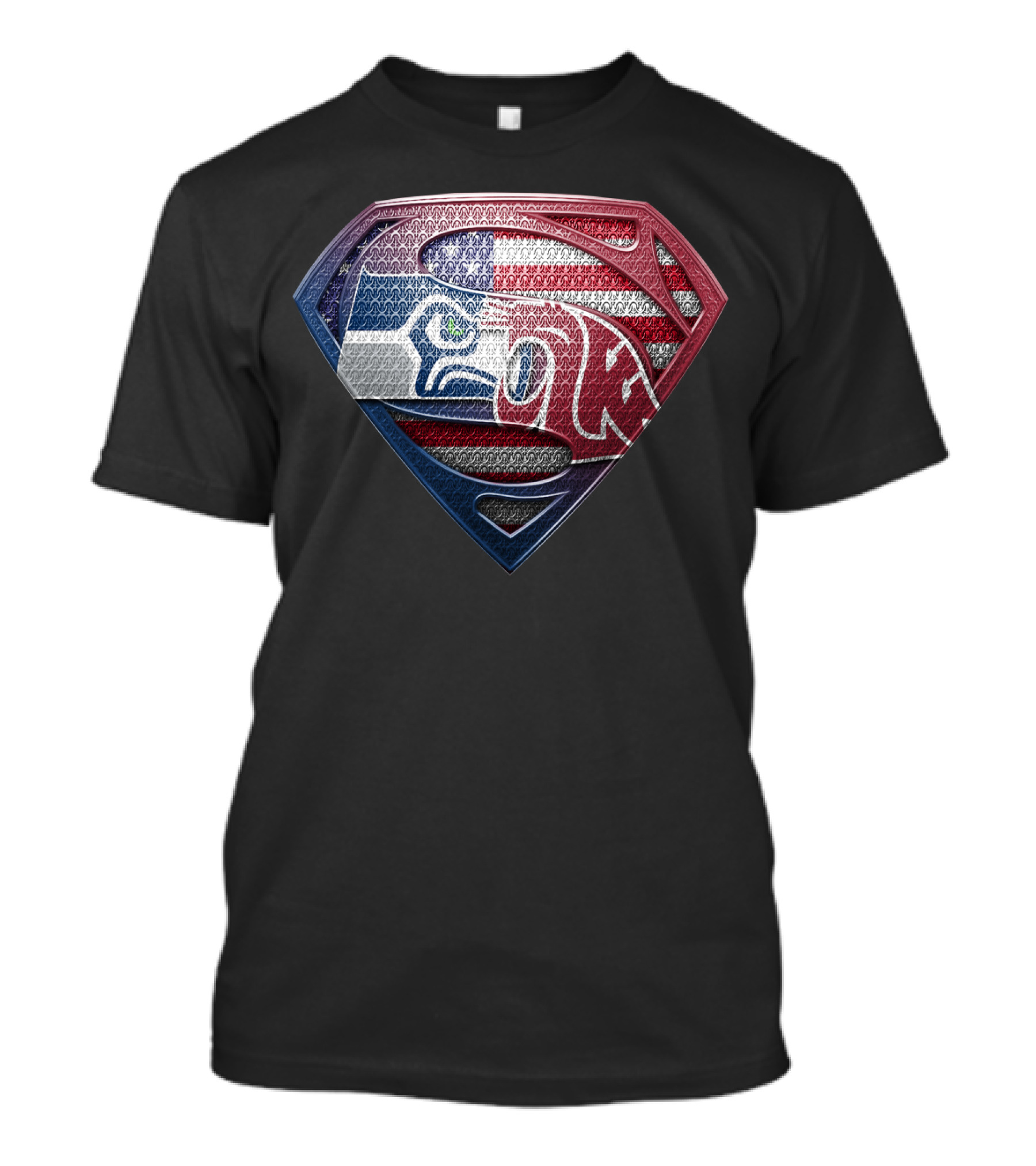 Superman Seahawks Patriots American Flag T-Shirt