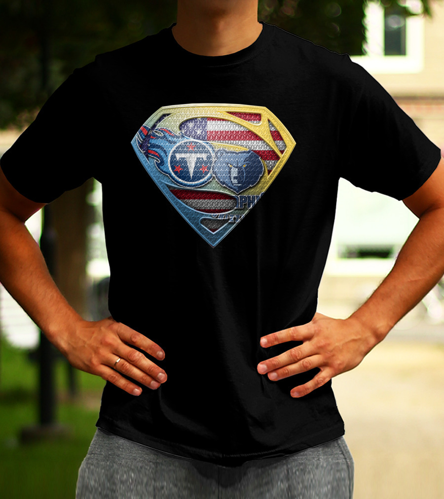 Superman Shield Tennessee Titans Logo Usa Flag T-Shirt
