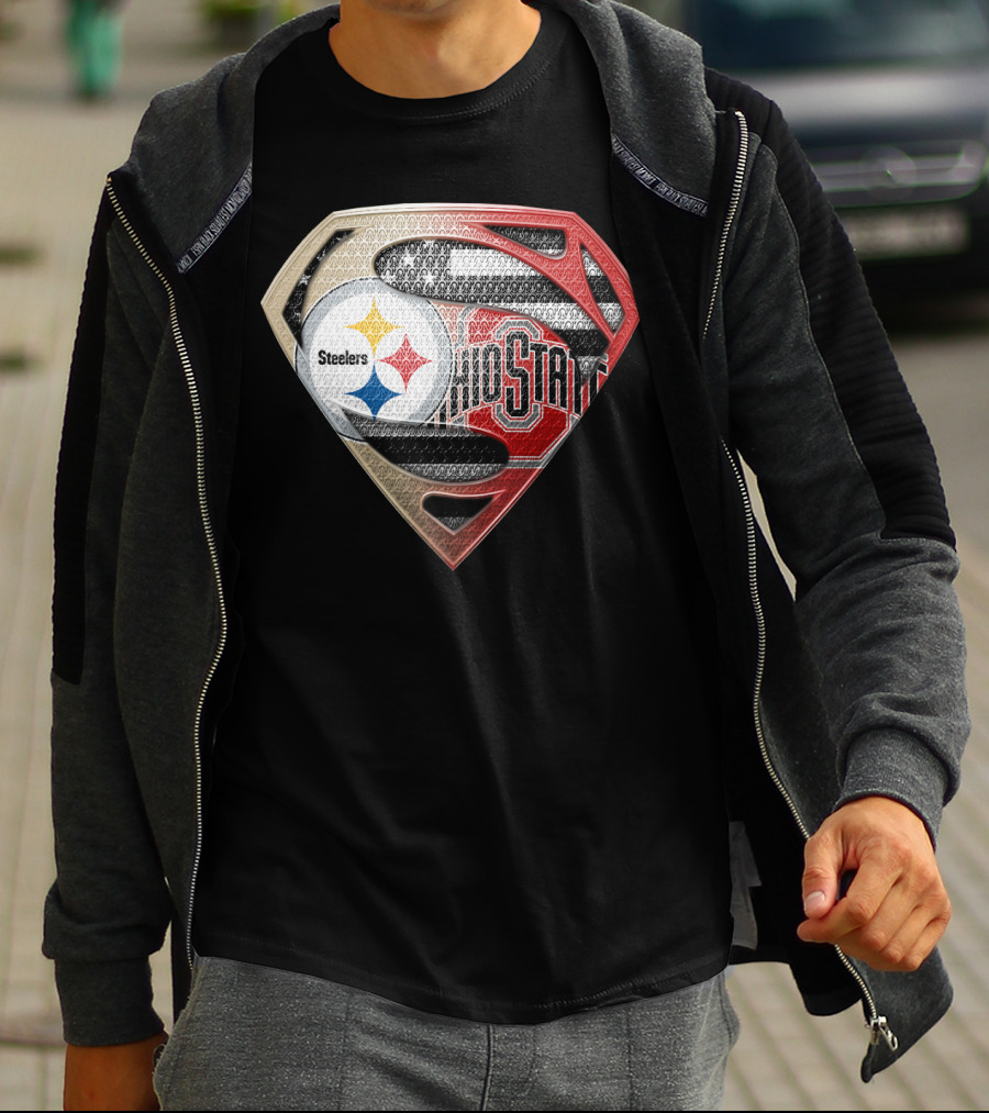 Steelers Ohio State Superman Logo Fusion T-Shirt