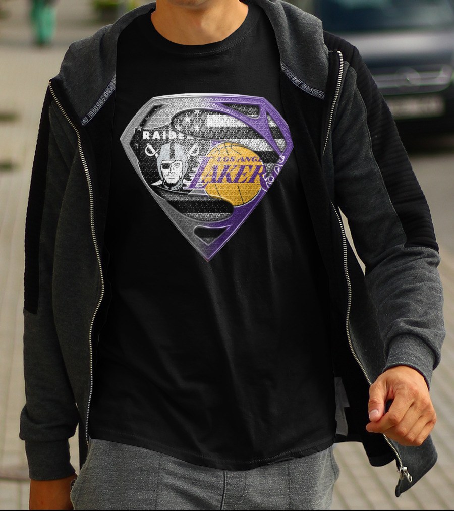 Los Angeles Lakers And Raiders Super Shield T-Shirt