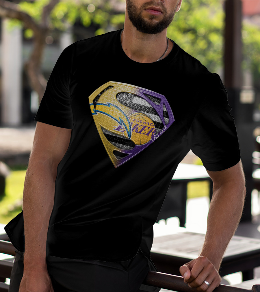 Los Angeles Lakers And Chargers Superman Logo Mashup T-Shirt