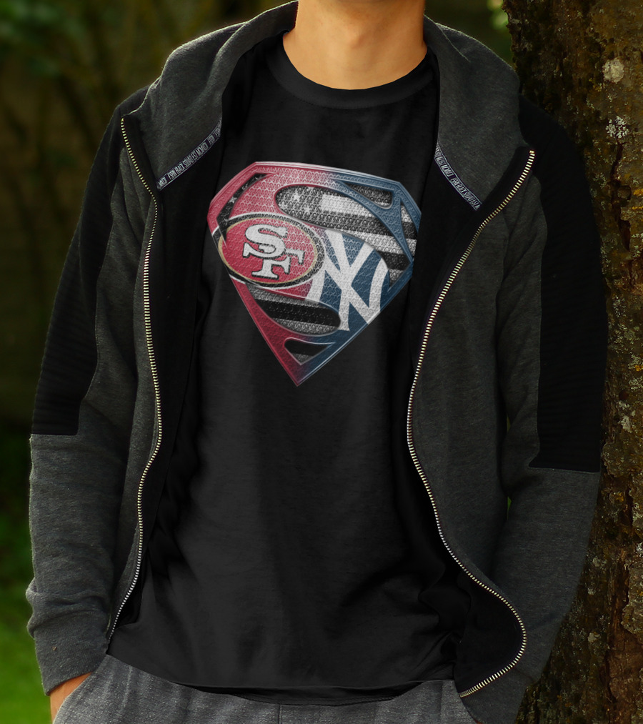 Sf San Francisco 49ers New York Yankees Superman Shield T-Shirt