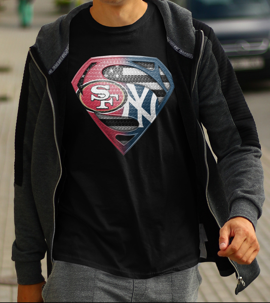 Sf San Francisco 49ers New York Yankees Superman Shield T-Shirt