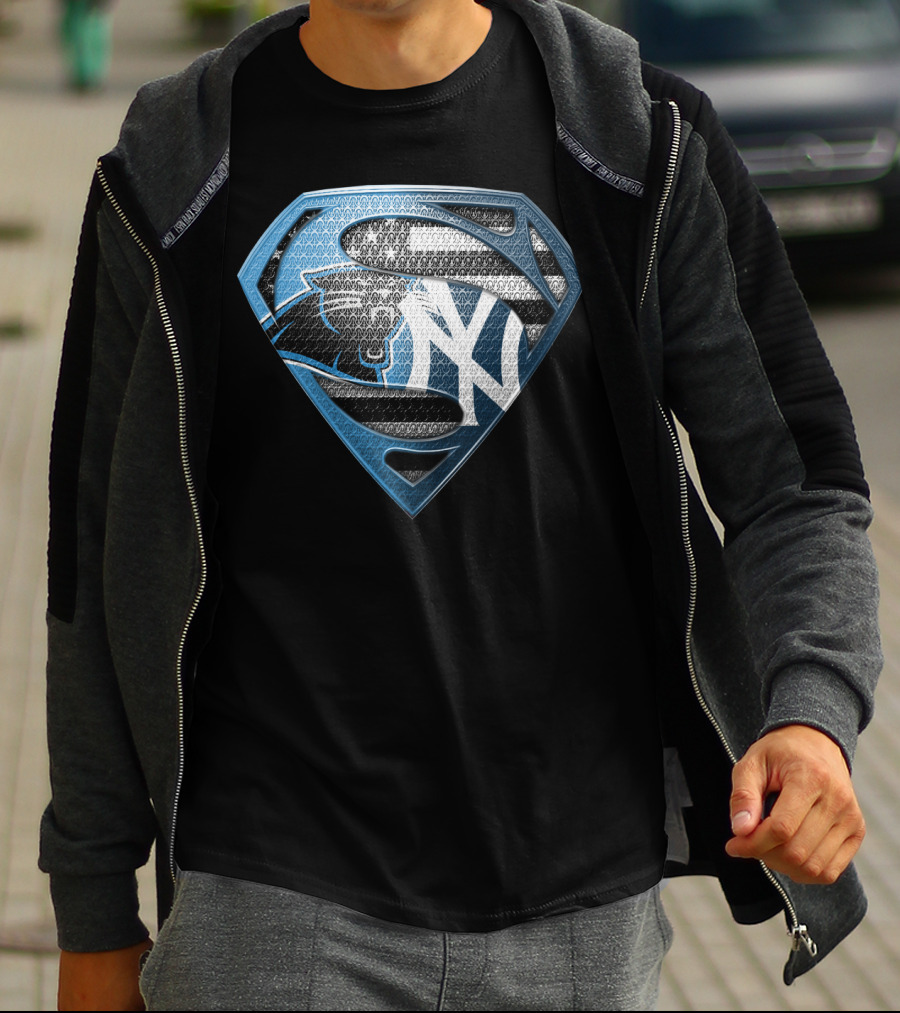 New York Yankees Carolina Panthers Superman Logo Mashup T-Shirt