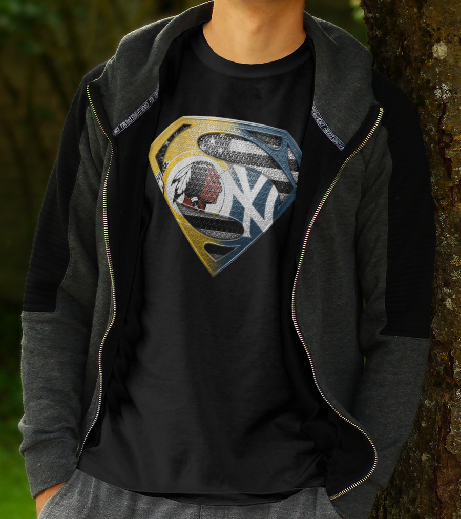 Superman Shield With Native American And Yankees Elements T-Shirt