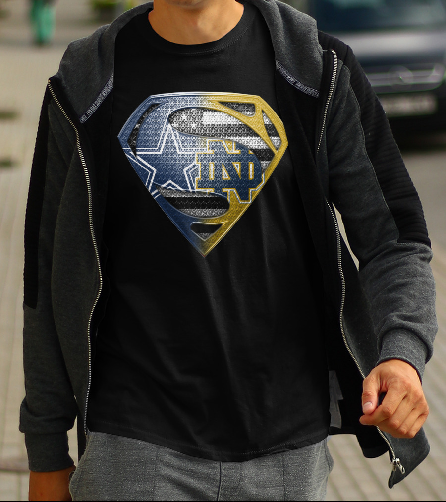 Notre Dame Dallas Cowboys Superman Shield T-Shirt