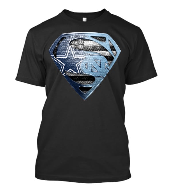 Dallas Cowboys North Carolina Tar Heels Superman Logo Fusion T-Shirt
