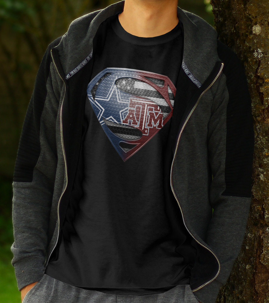 Texas A&M Superman Logo Texas Flag Star T-Shirt