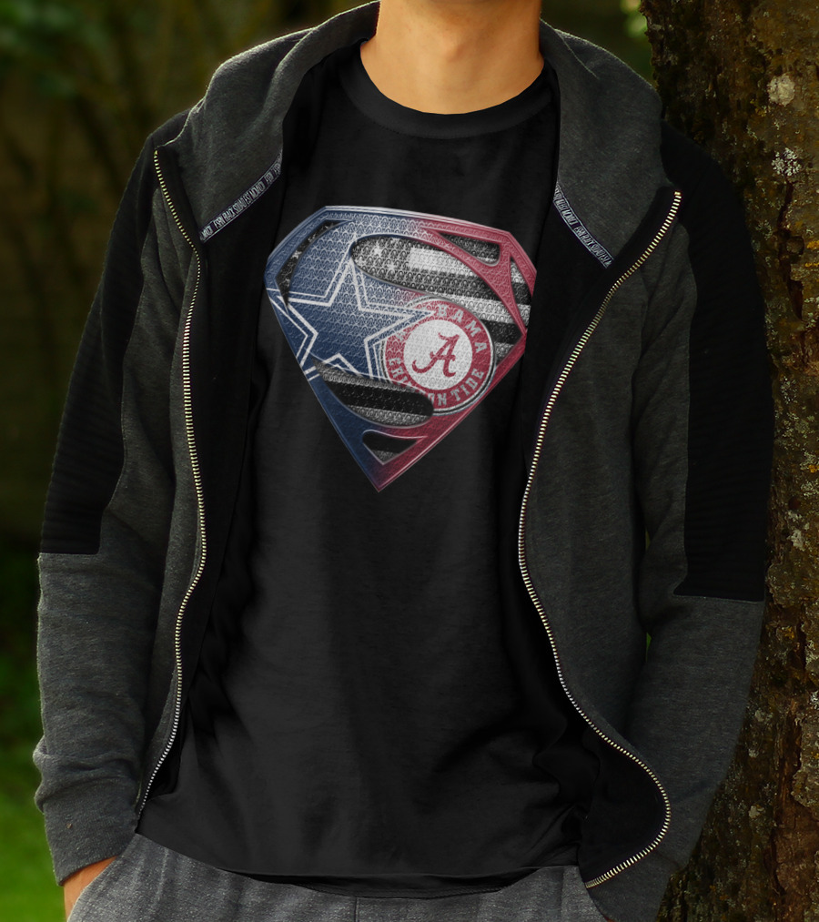 Superman Alabama Crimson Tide Dallas Cowboys Logo Mashup T-Shirt