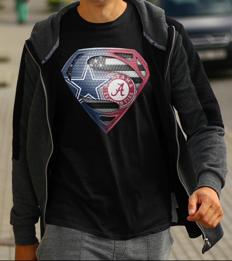 Superman Alabama Crimson Tide Dallas Cowboys Logo Mashup T-Shirt