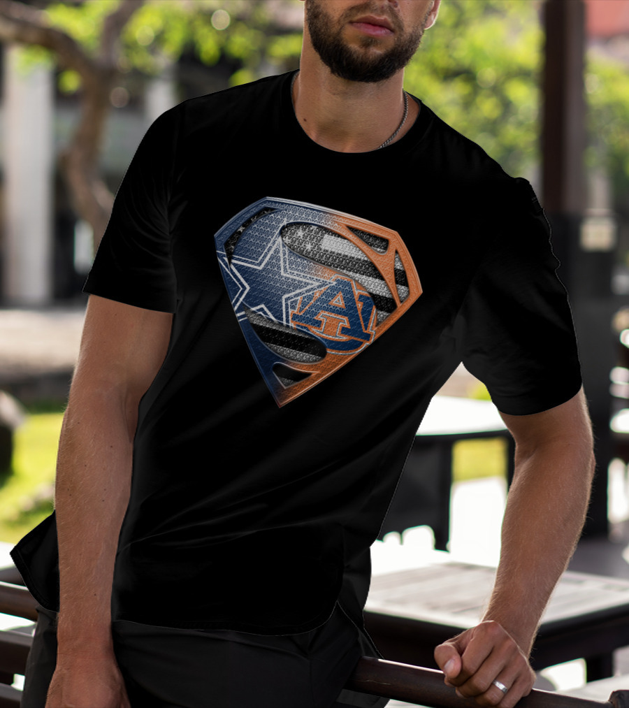 Dallas Cowboys Auburn Tigers Superman Emblem Fusion T-Shirt