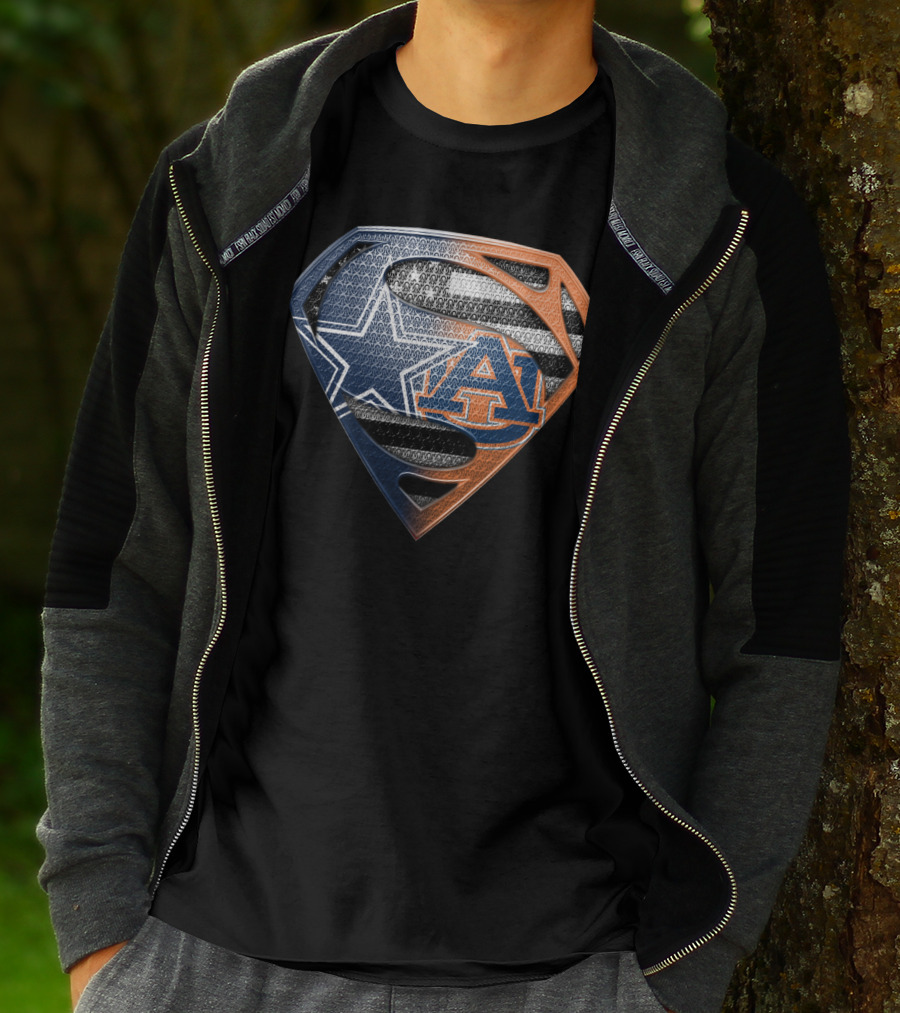 Dallas Cowboys Auburn Tigers Superman Emblem Fusion T-Shirt