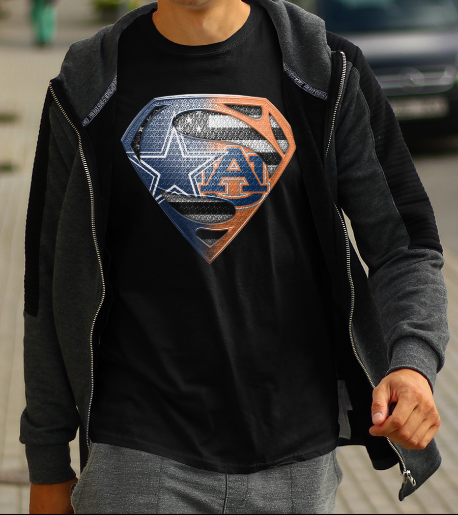 Dallas Cowboys Auburn Tigers Superman Emblem Fusion T-Shirt
