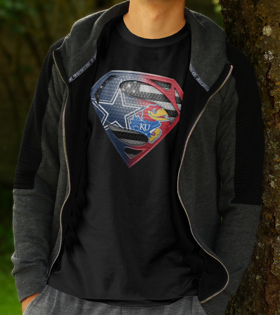 Superman Dallas Cowboys Kansas Jayhawks Ku Logo Mashup T-Shirt