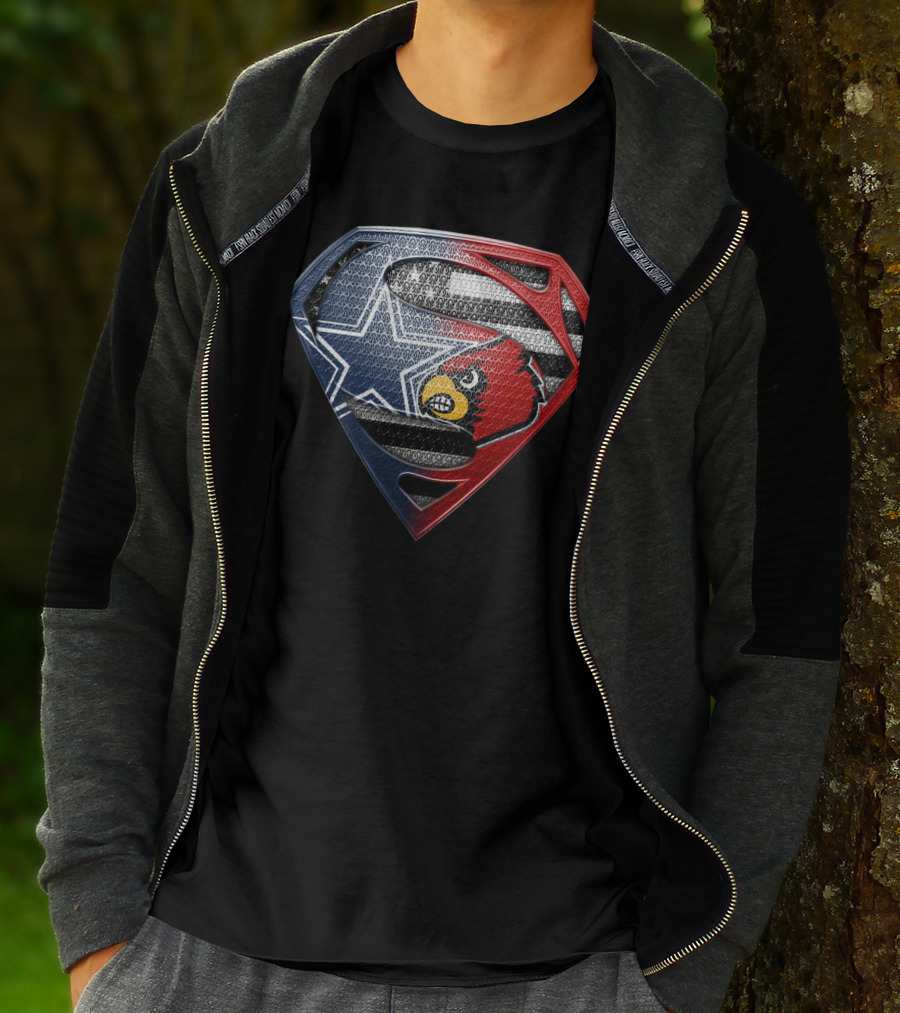 Dallas Cowboys Louisville Cardinals Superman Shield T-Shirt