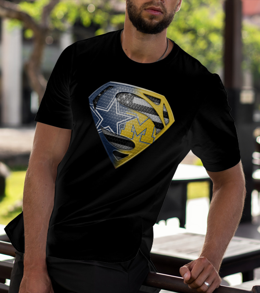 Superman Shield Dallas Cowboys Michigan Wolverines Logo Mashup T-Shirt