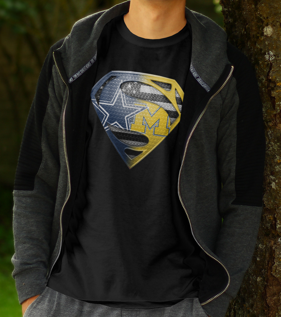 Superman Shield Dallas Cowboys Michigan Wolverines Logo Mashup T-Shirt