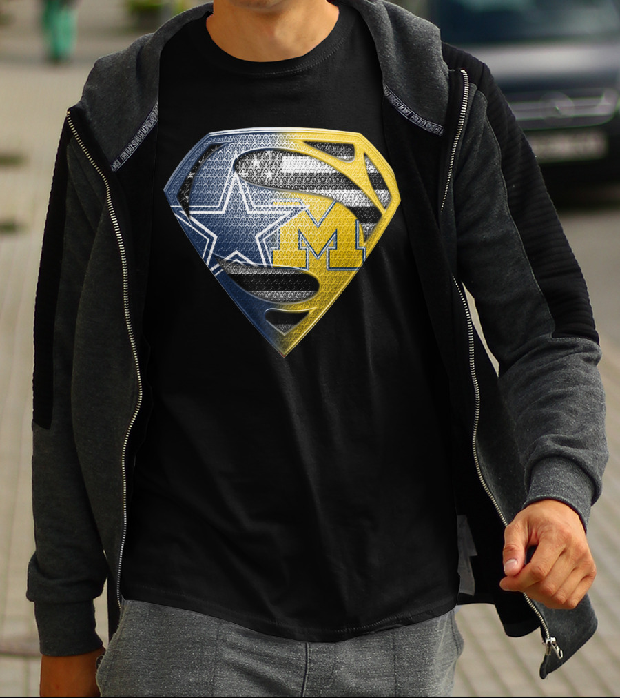Superman Shield Dallas Cowboys Michigan Wolverines Logo Mashup T-Shirt