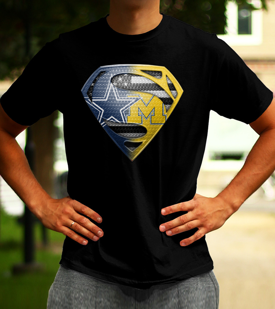 Superman Shield Dallas Cowboys Michigan Wolverines Logo Mashup T-Shirt
