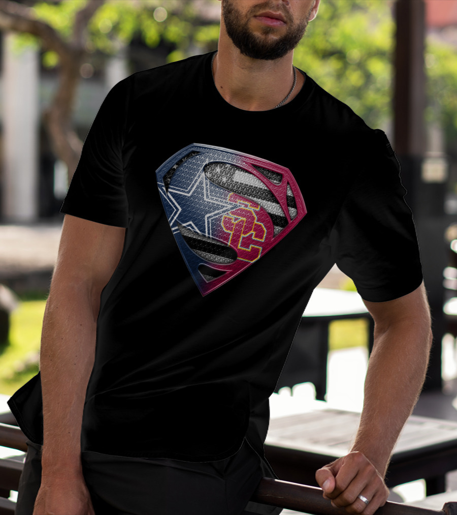 Dallas Star Los Angeles Trojans Superman Logo Fusion T-Shirt