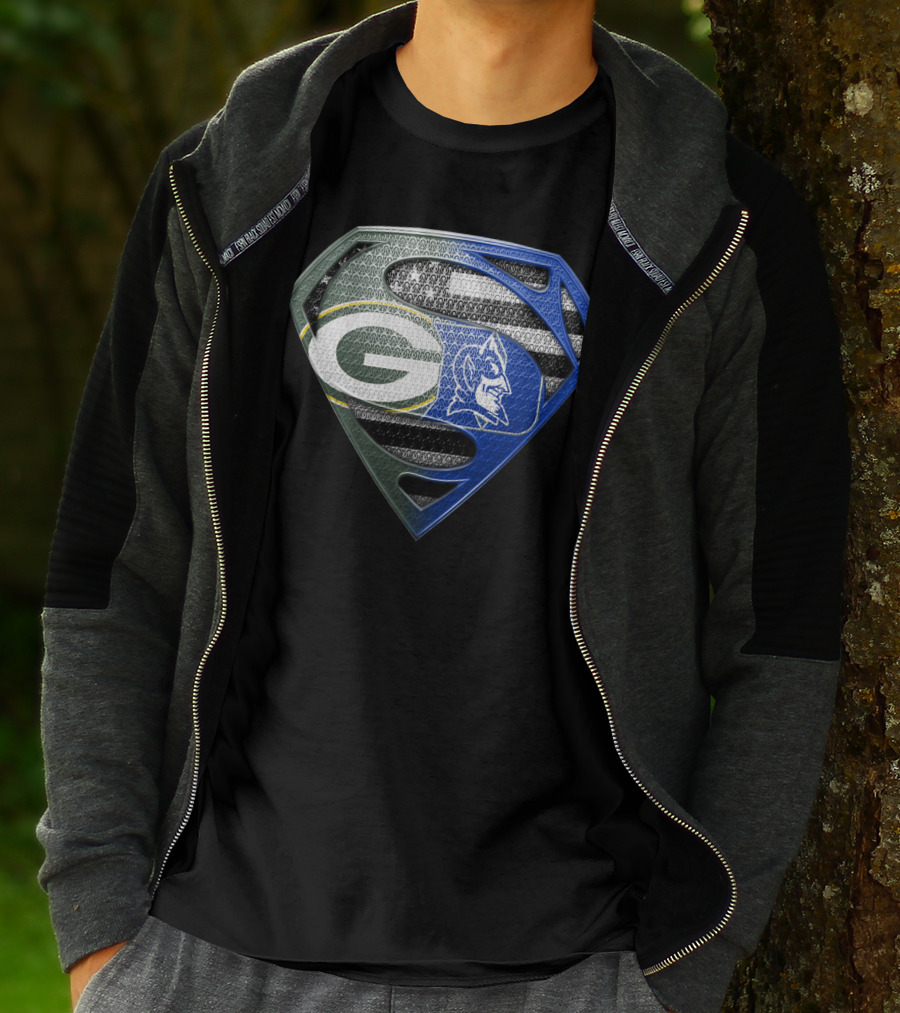 Green Bay Packers Duke Blue Devils Superman Shield T-Shirt