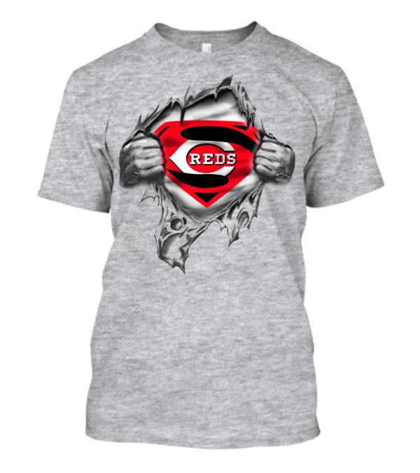 Superman Reds Cincinnati Reds Logo Emblem Burst T-Shirt