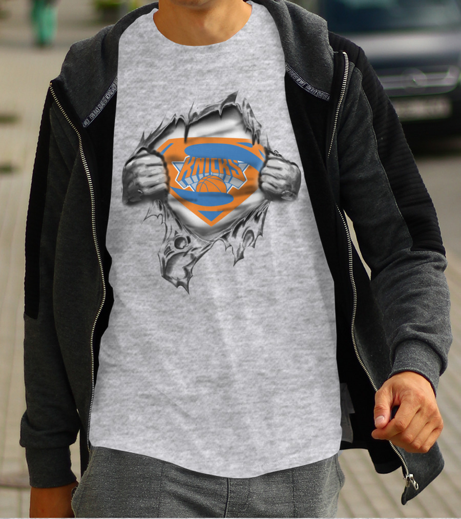Knicks Superhero Logo Peel Basketball T-Shirt