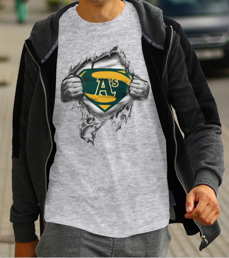 A's Superhero Emblem Torn T-Shirt
