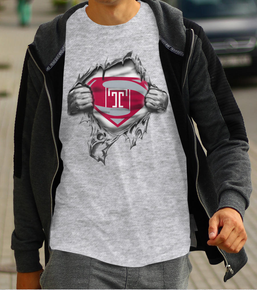 Temple University Superman Logo Tear T-Shirt