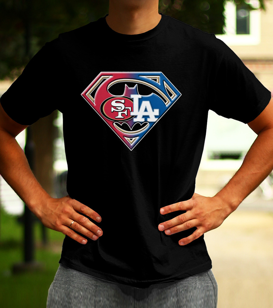 49ers Dodgers Batman Superman Logo Mashup Bat T-Shirt
