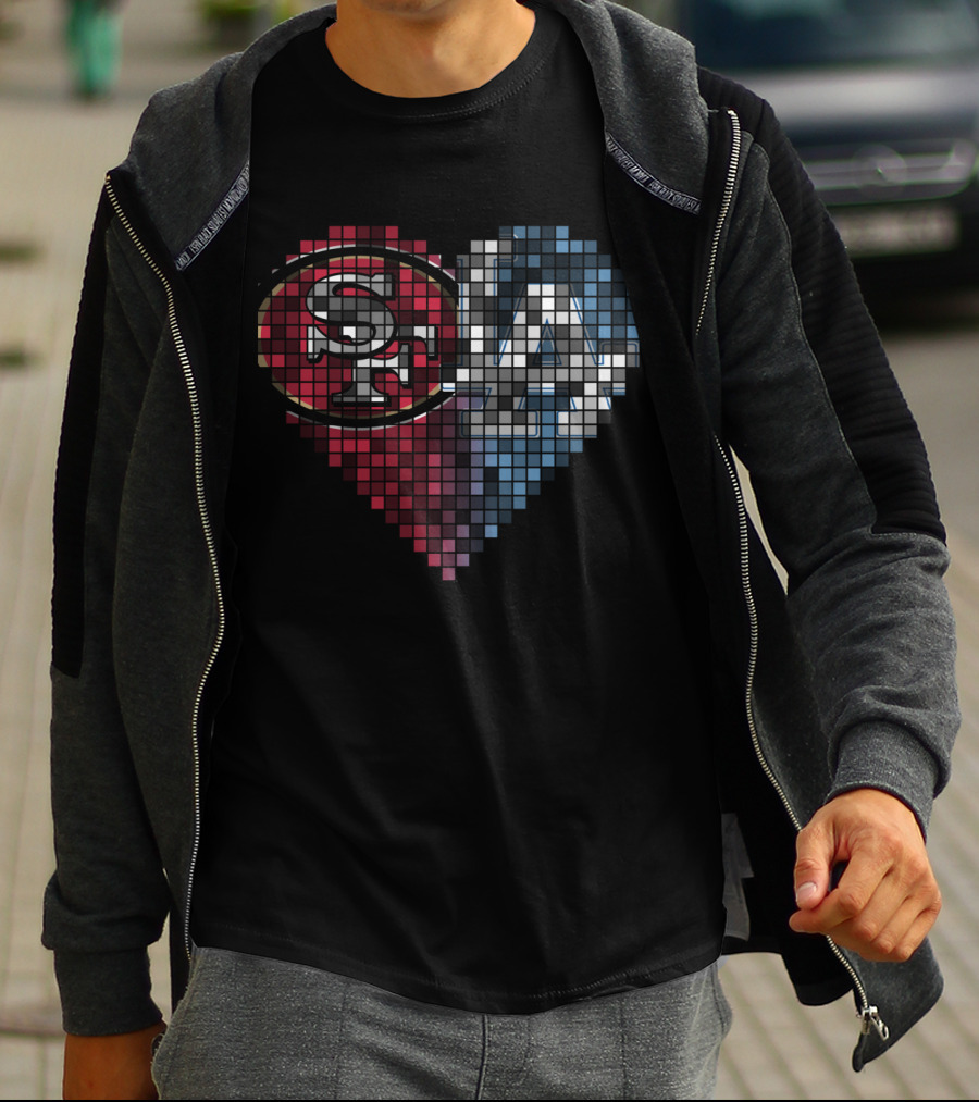Rby 002 Heart Pixel Art Sf La Sports Logo Fusion T-Shirt