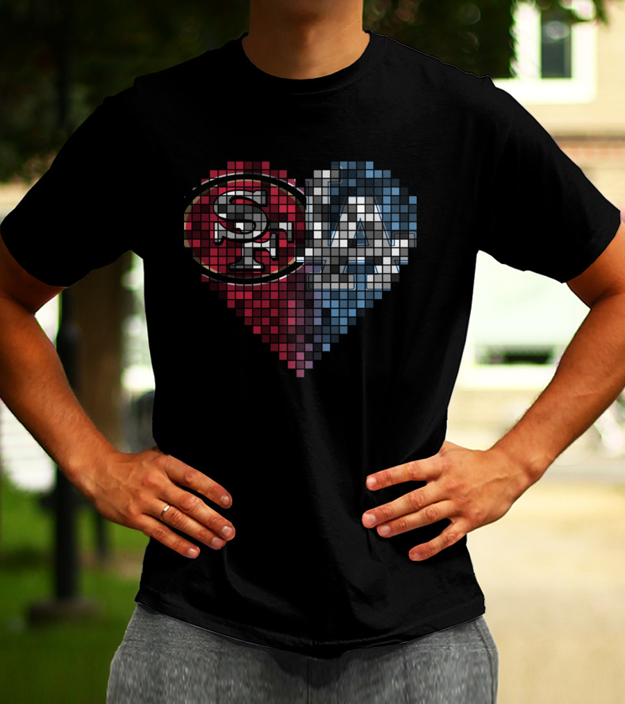 Rby 002 Heart Pixel Art Sf La Sports Logo Fusion T-Shirt