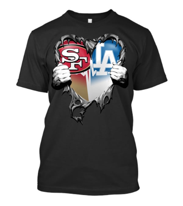 Sf And La Rivalry Heart Split Xat T-Shirt