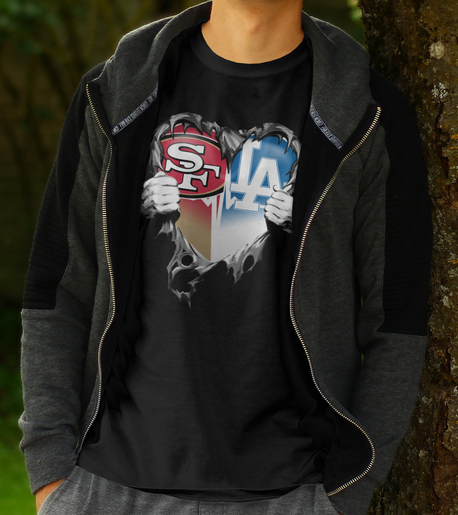 Sf And La Rivalry Heart Split Xat T-Shirt