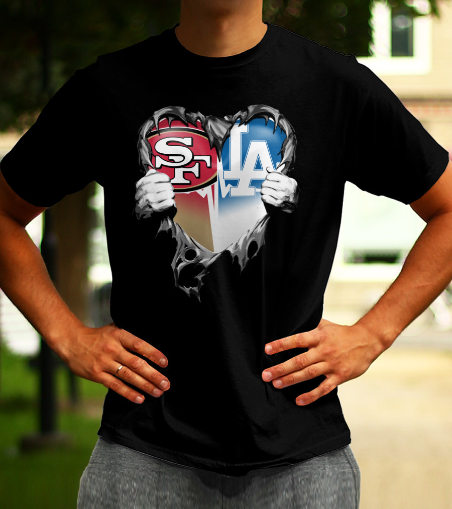 Sf And La Rivalry Heart Split Xat T-Shirt