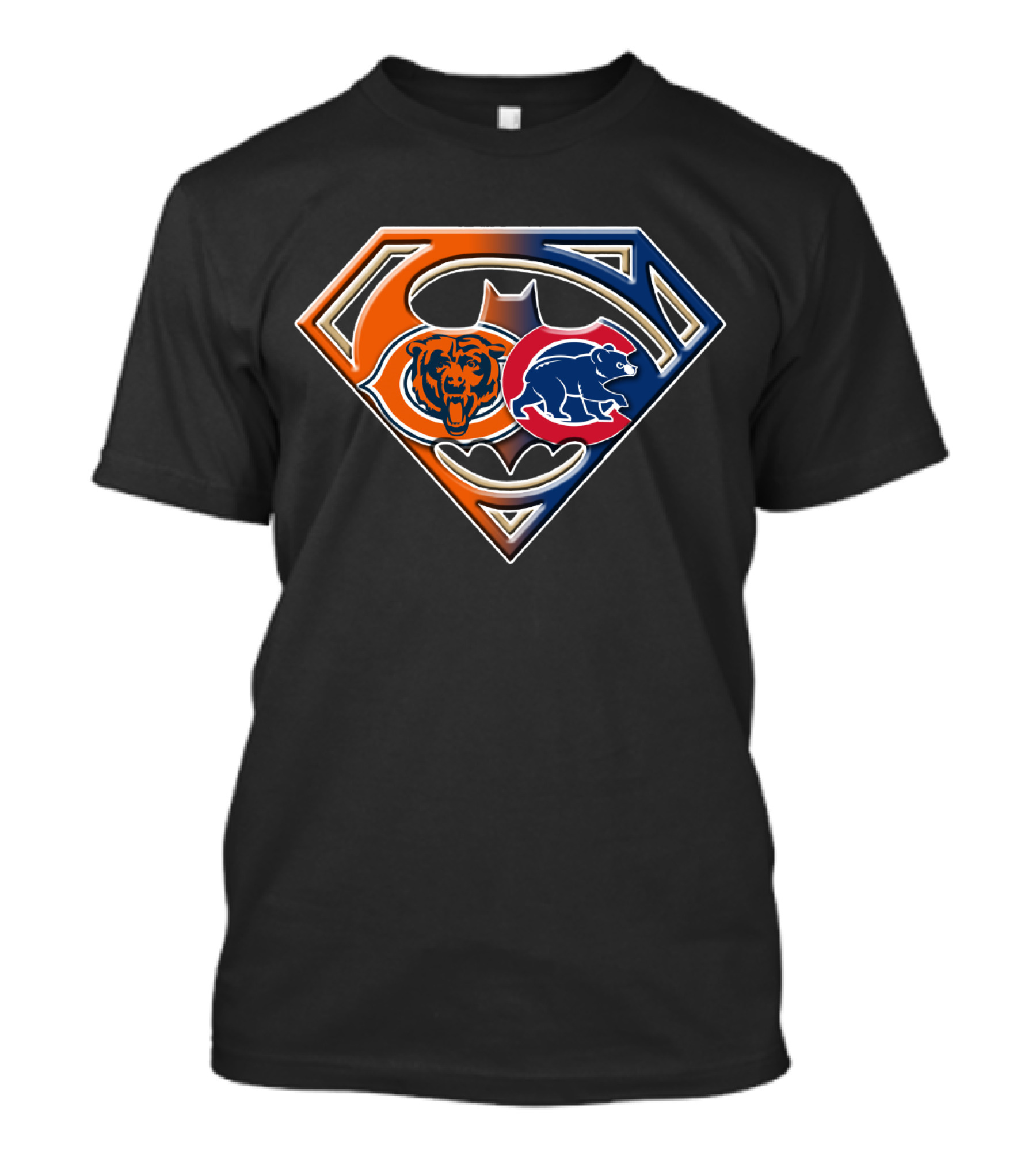 Superman Batman Chicago Bears Cubs Crossover T-Shirt