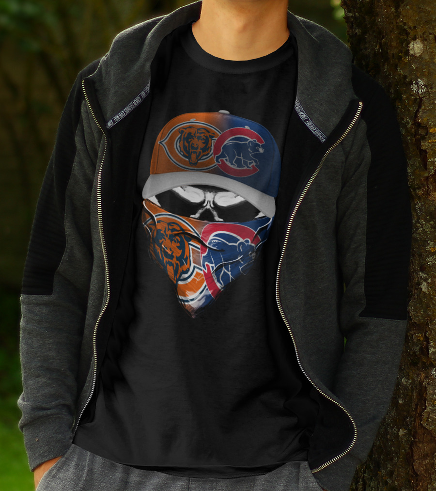 Bears Cubs Split Logo Skull Mask Cap Combo T-Shirt