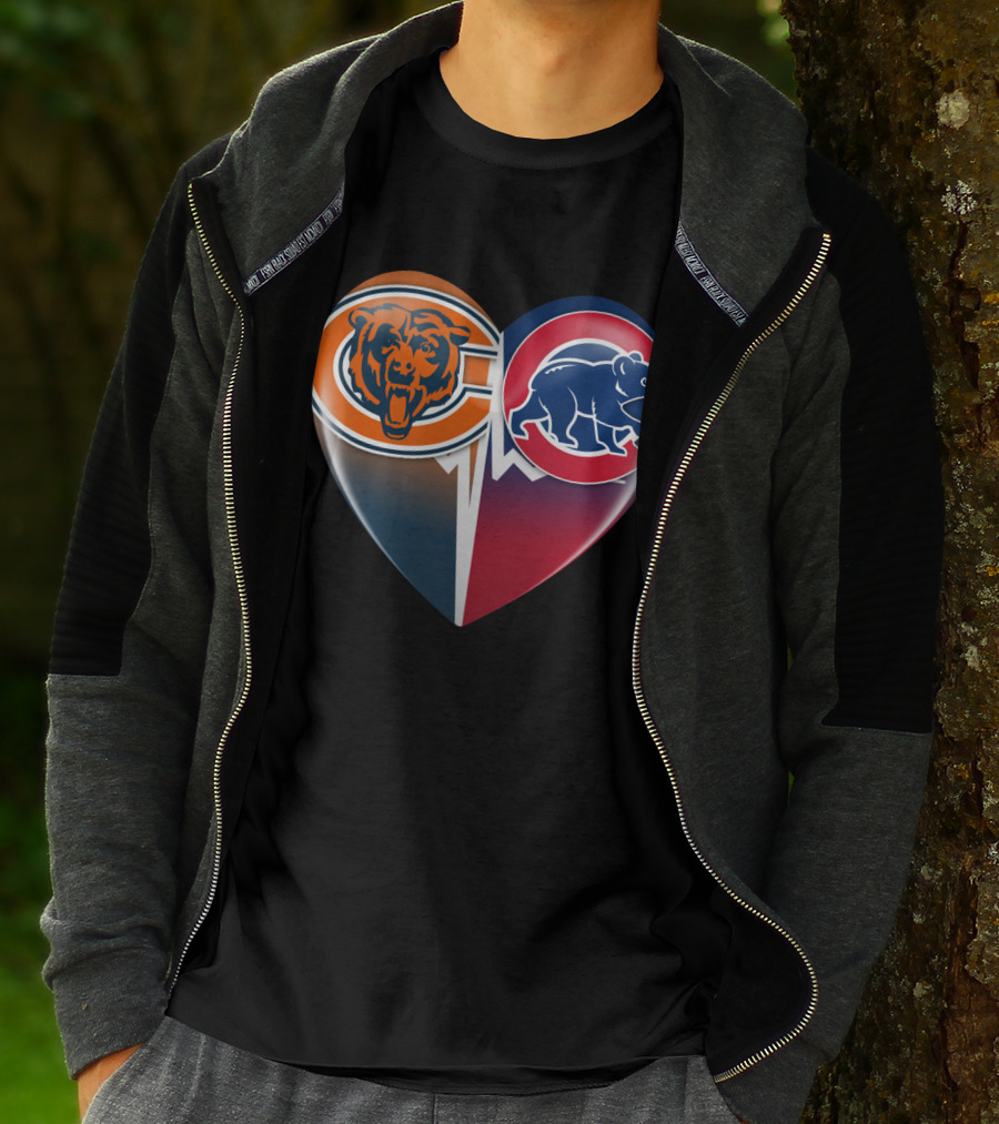 Chicago Bears And Cubs Split Heart TIM 008 T-Shirt