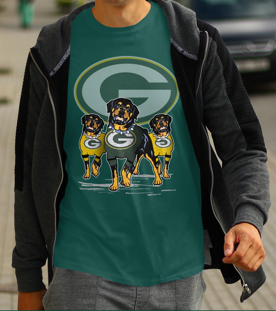 Green Bay Packers Rottweiler Trio T-Shirt