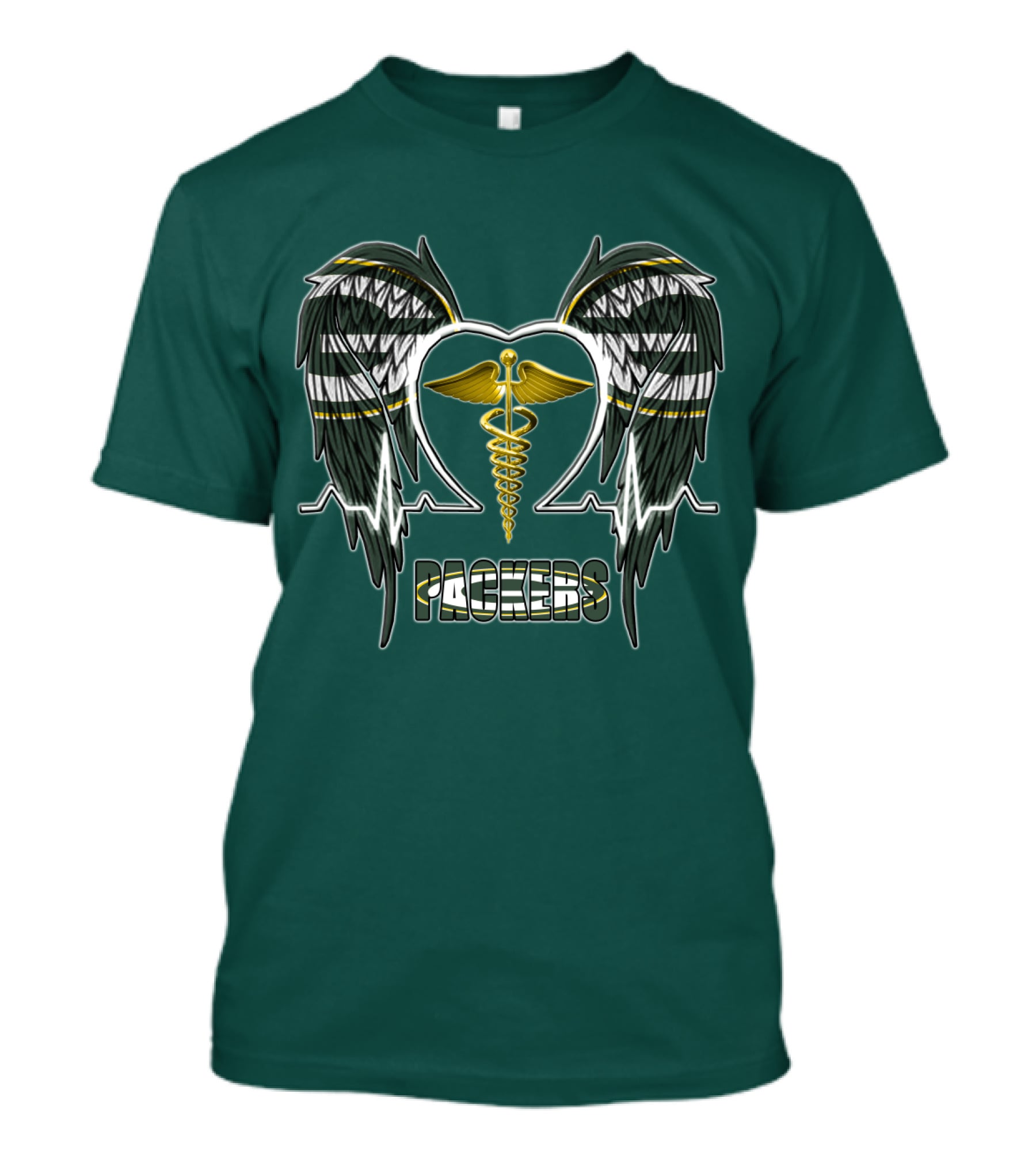 Packers Caduceus Heart Wings T-Shirt