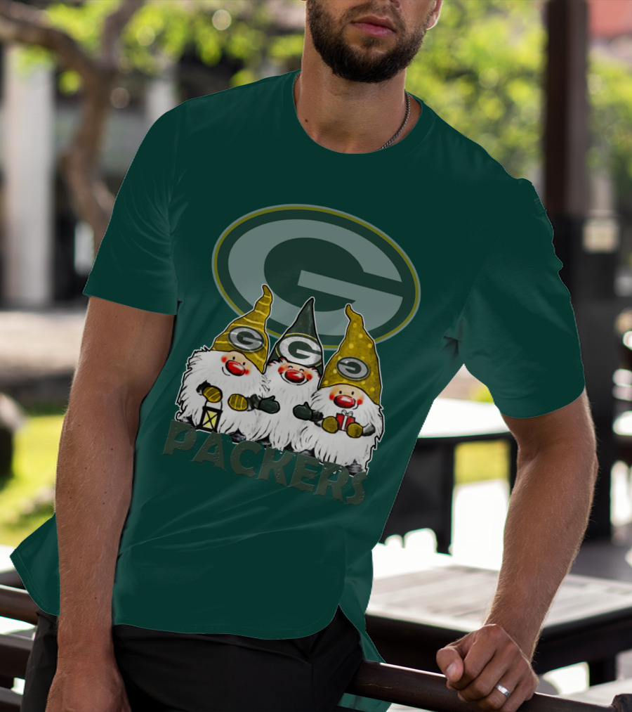 Green Bay Packers Gnomes With Team Logo On Green T-Shirt