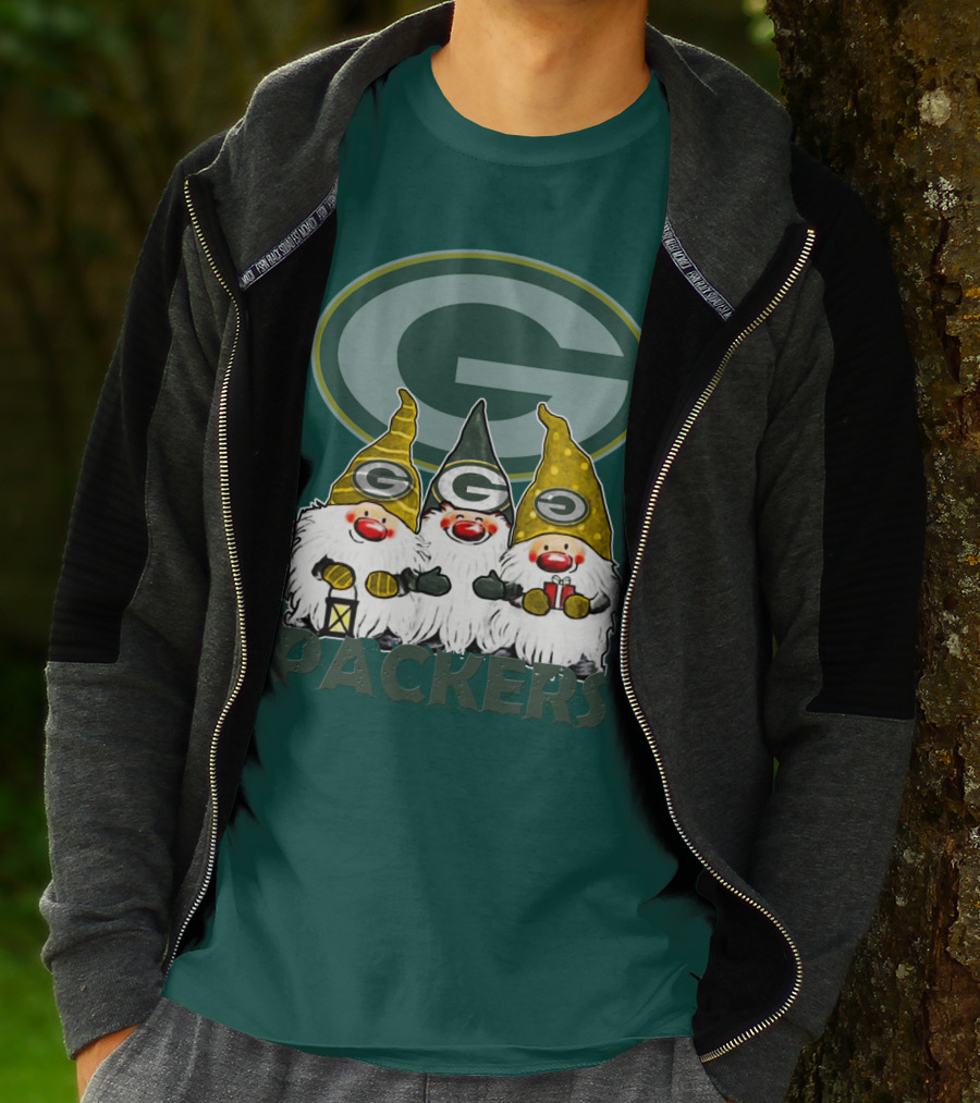 Green Bay Packers Gnomes With Team Logo On Green T-Shirt