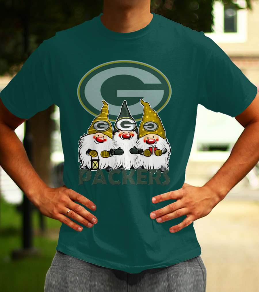 Green Bay Packers Gnomes With Team Logo On Green T-Shirt