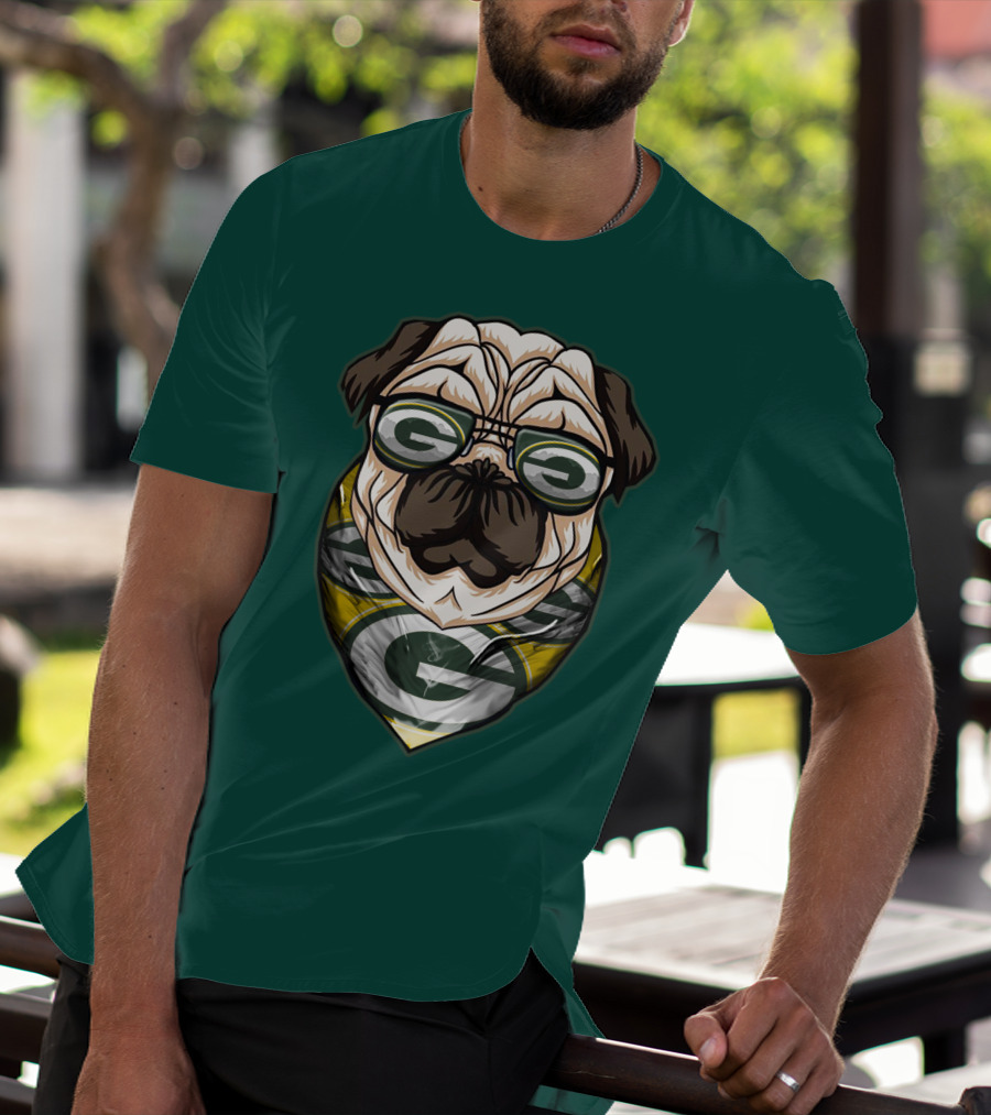 Green Bay Packers Pet Lover Pug Dog Football T-Shirt